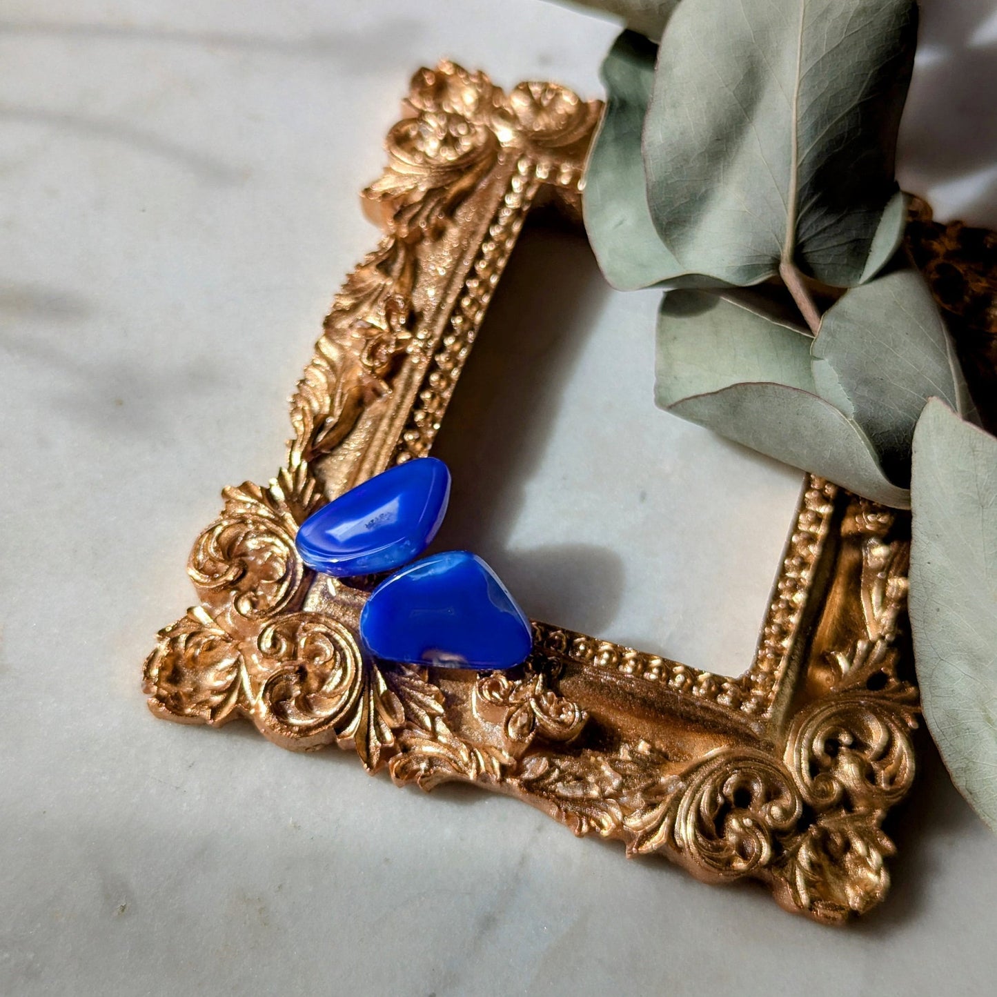 Boucles d'oreilles en agate bleue