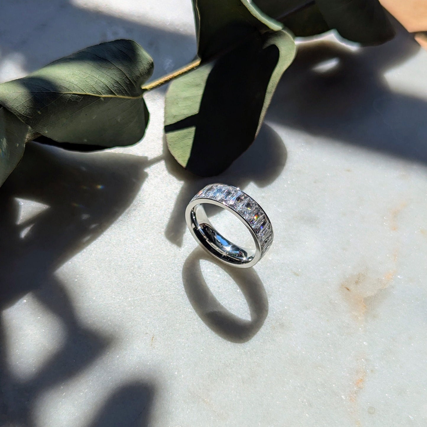 Bague en zircone et acier inoxydable