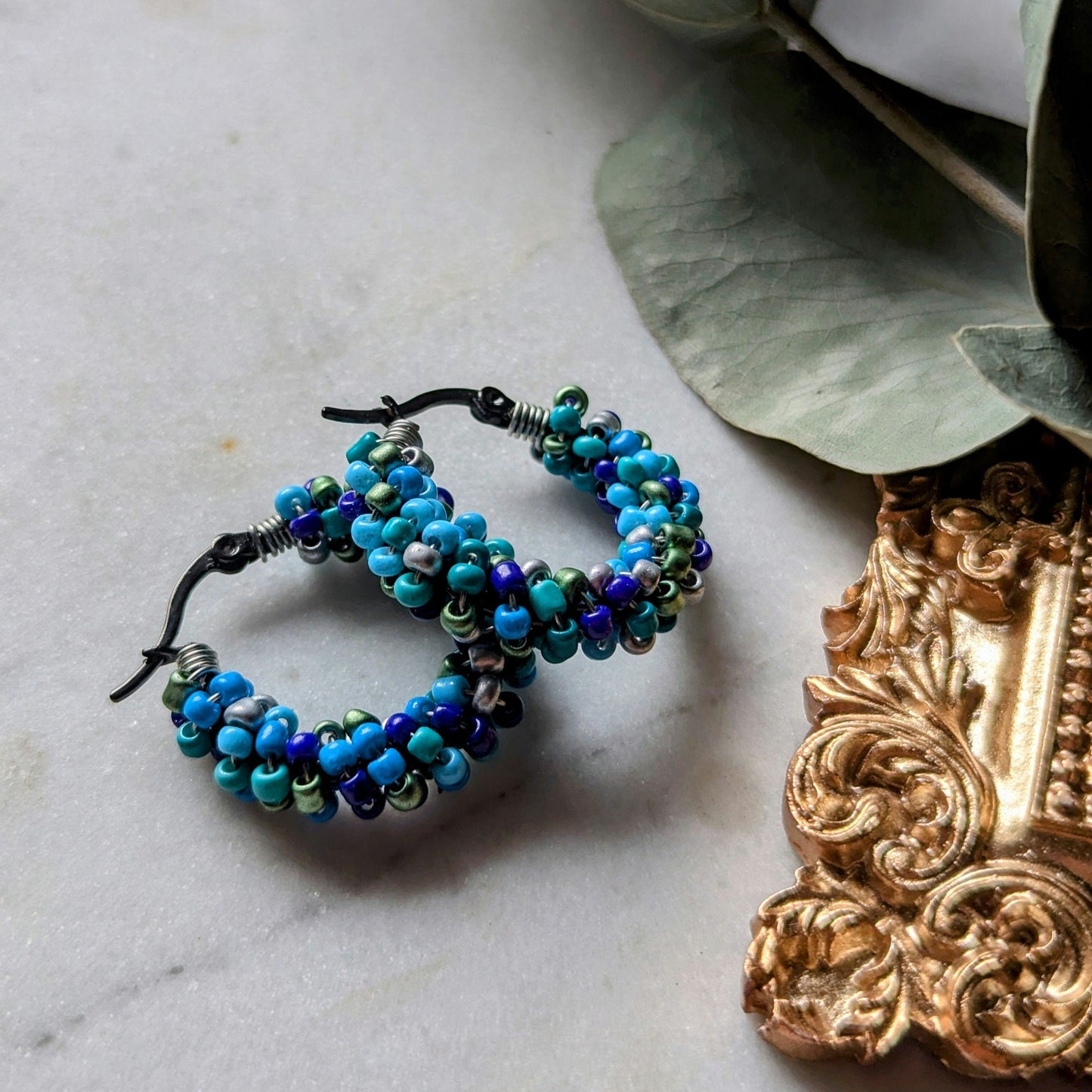 Boucles d'oreilles créoles rocaille "Shéhérazade"