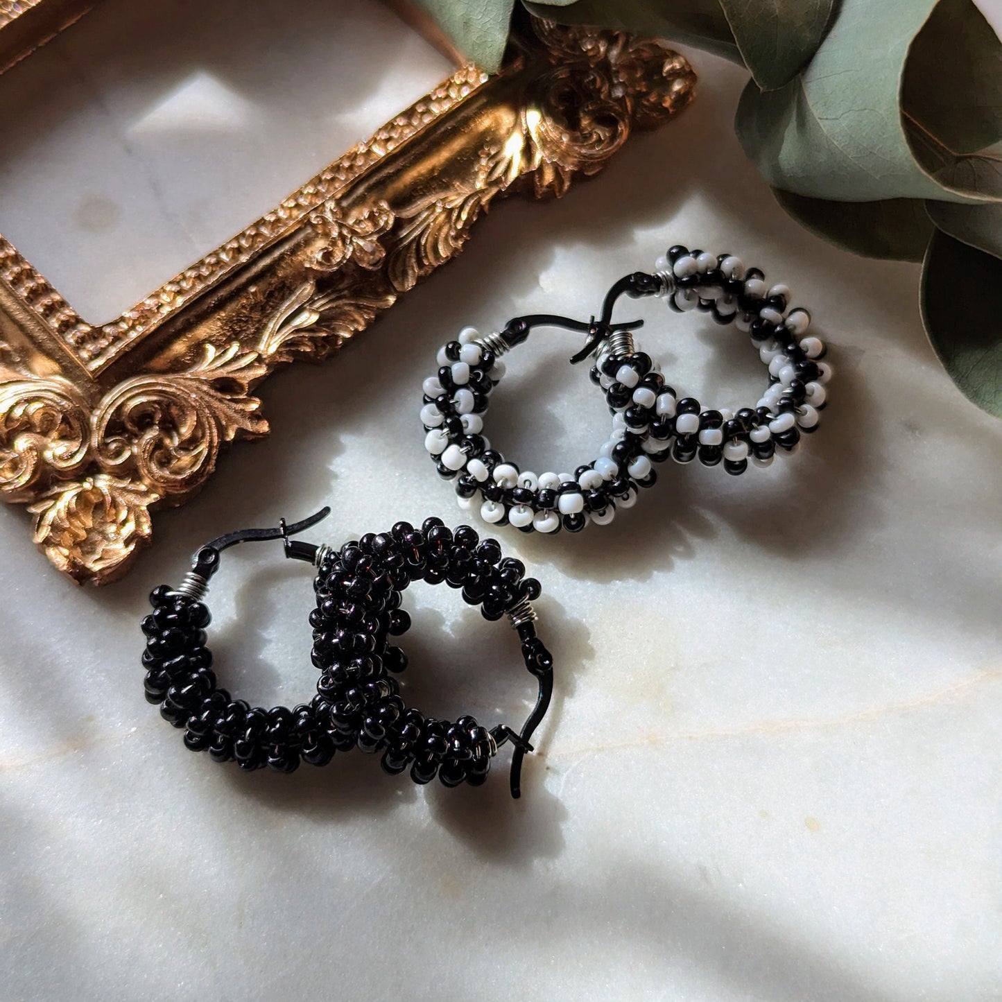 Boucles d'oreilles Rocailles "Échecs"