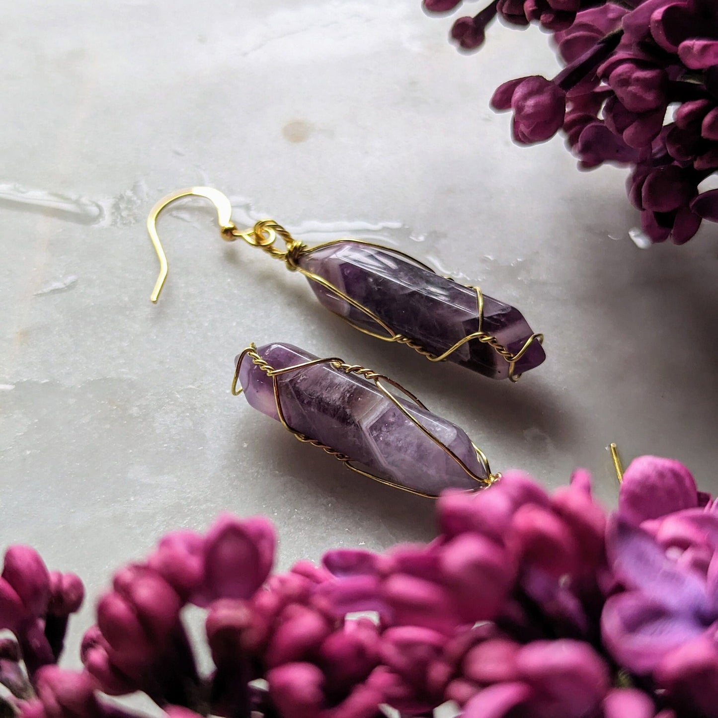 Boucles d'oreilles en améthyste