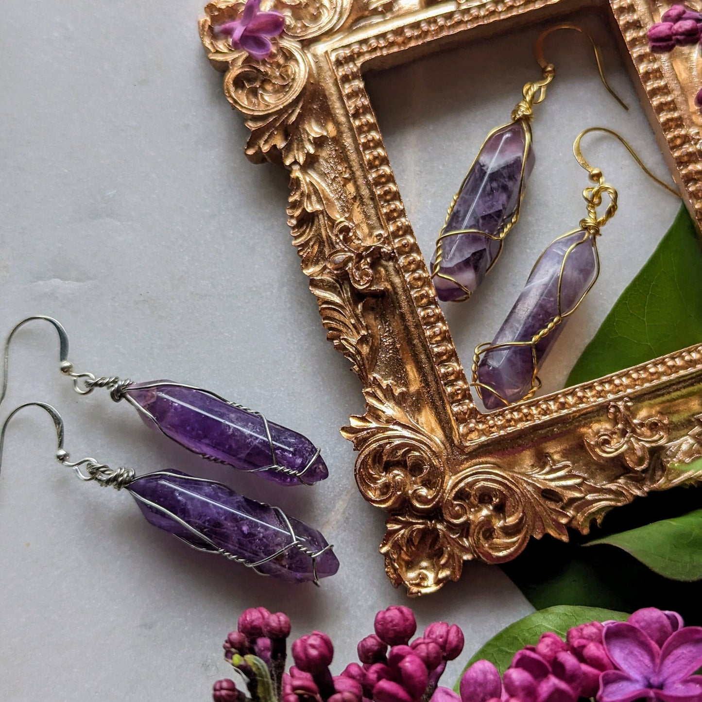 Boucles d'oreilles en améthyste