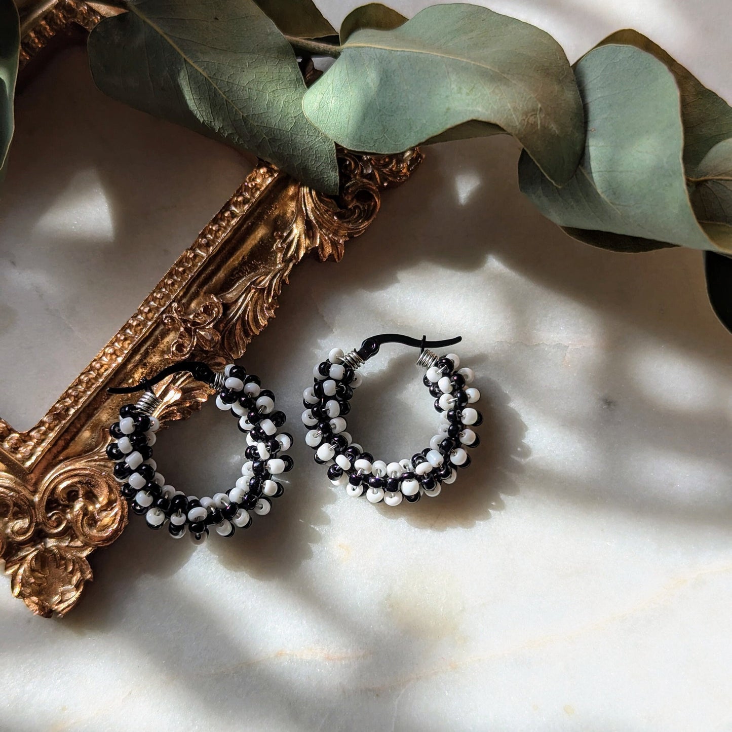Boucles d'oreilles Rocailles "Échecs"