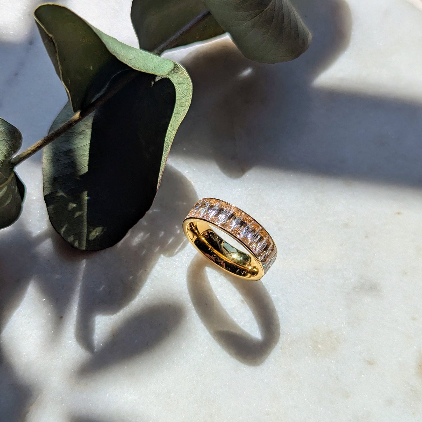 Bague en zircone et acier inoxydable