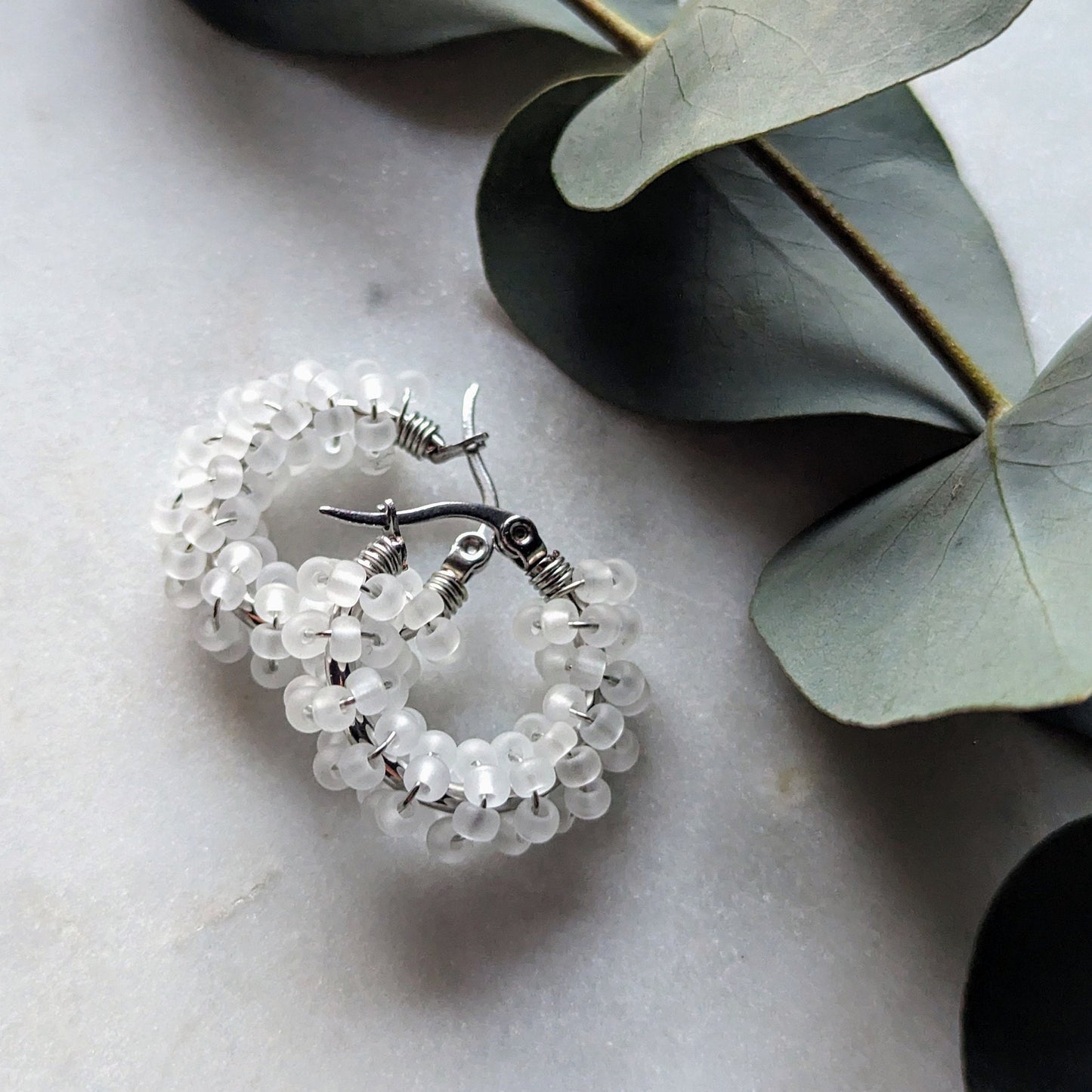 Boucles d'oreilles Rocailles "Sel"