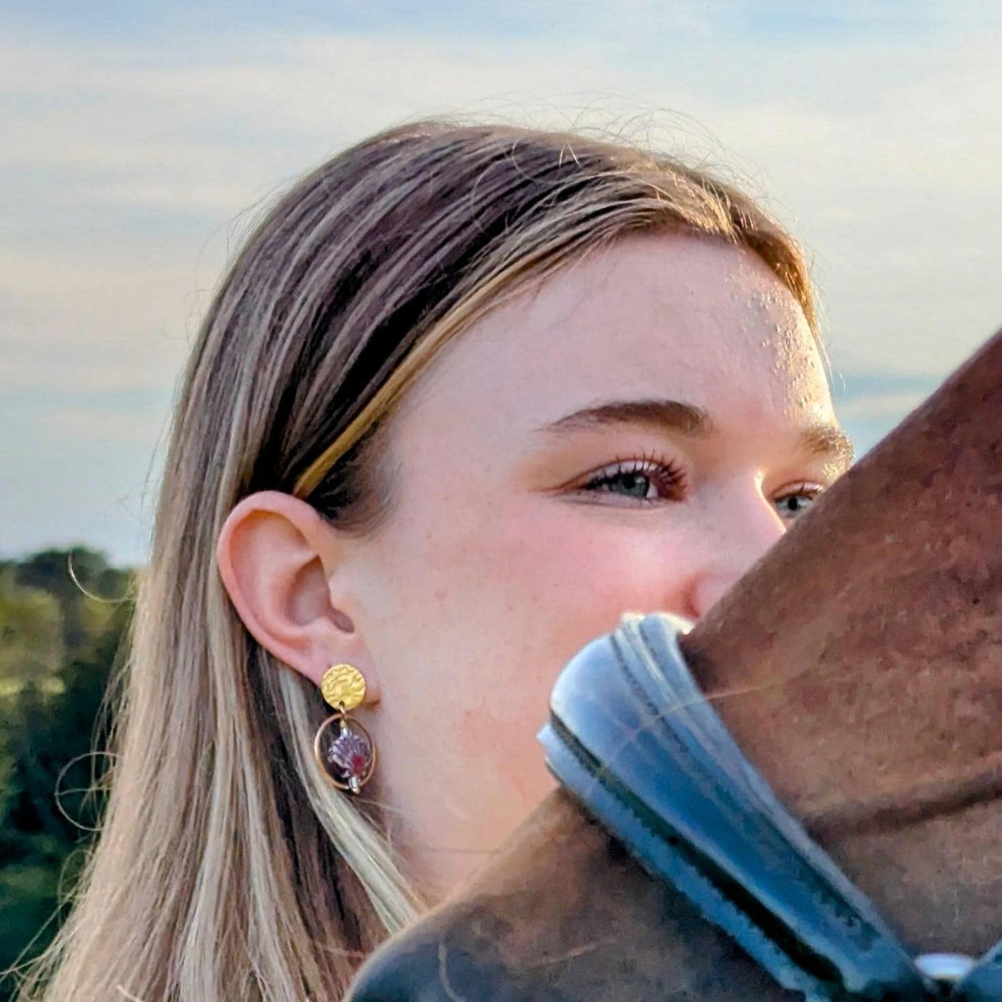 Boucles d'oreilles avec coquillage en céramique