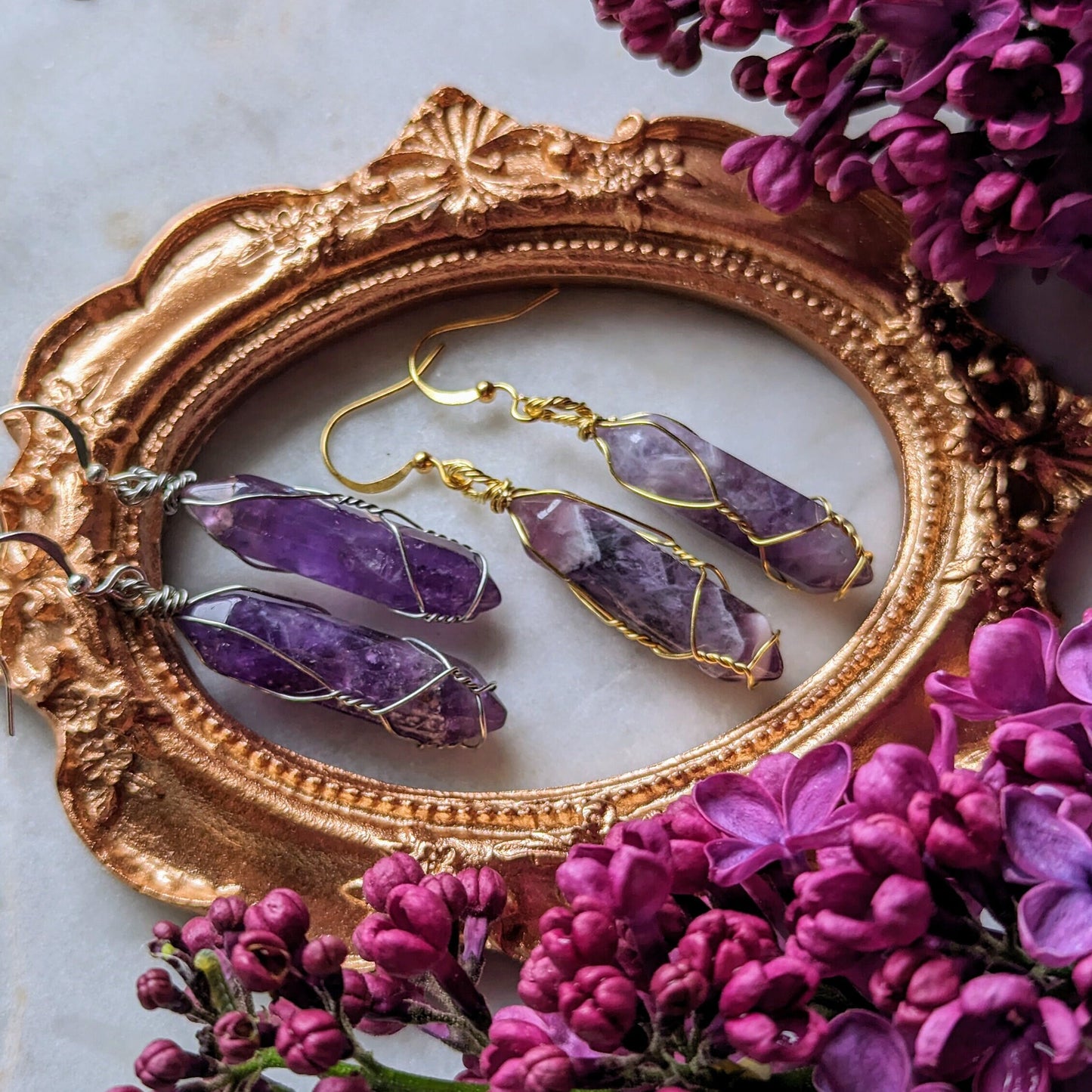 Boucles d'oreilles en améthyste