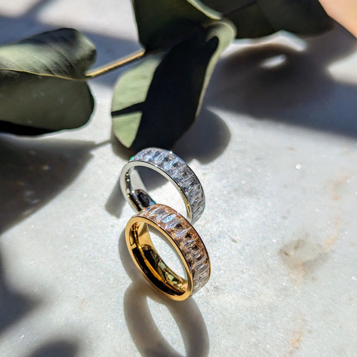 Bague en zircone et acier inoxydable