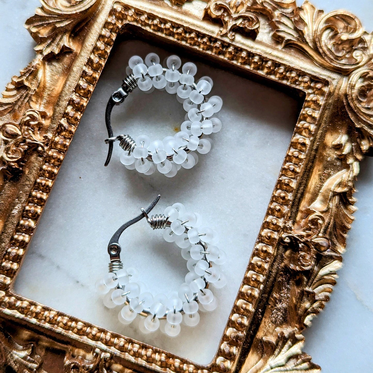 Boucles d'oreilles Rocailles "Sel"