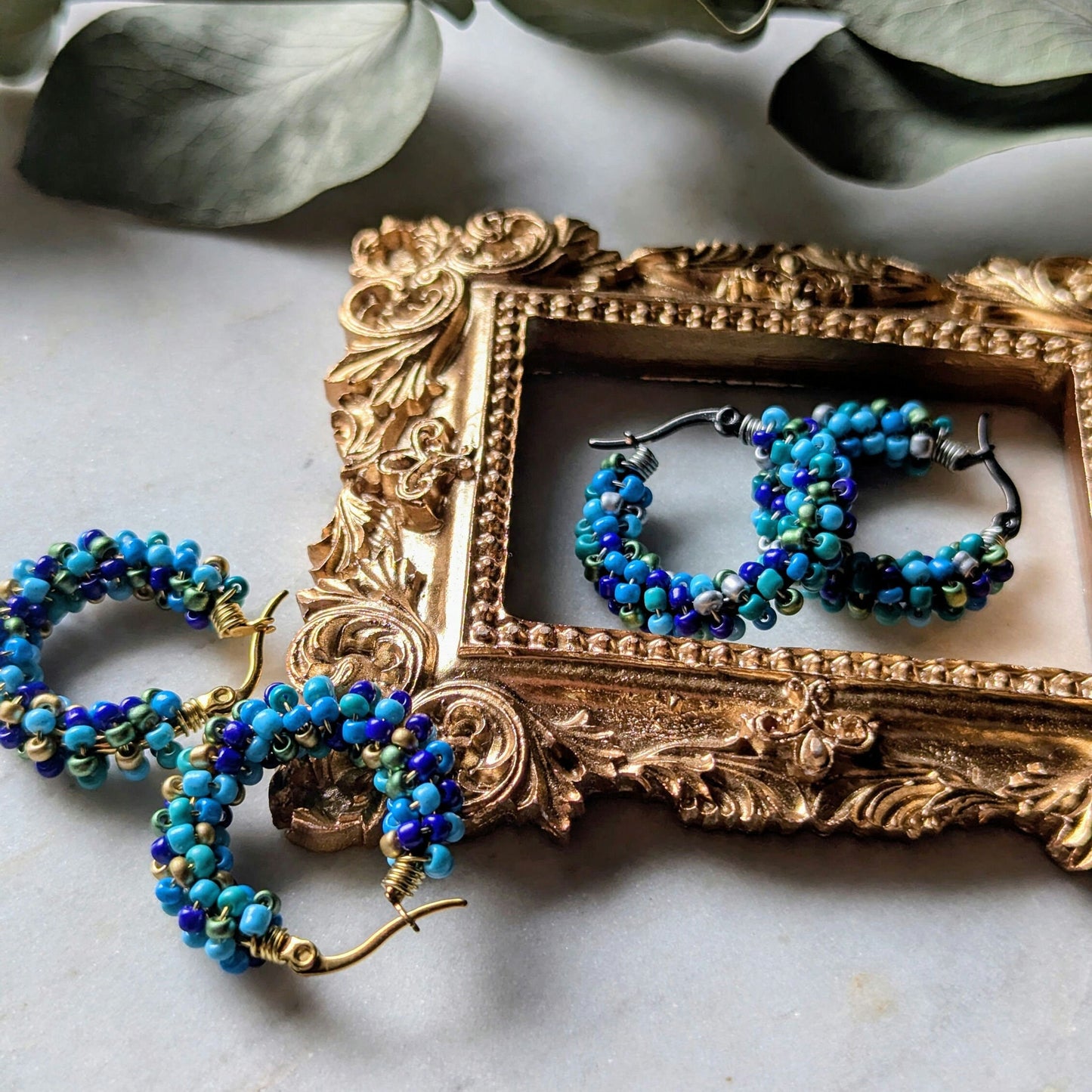 Boucles d'oreilles créoles rocaille "Shéhérazade"