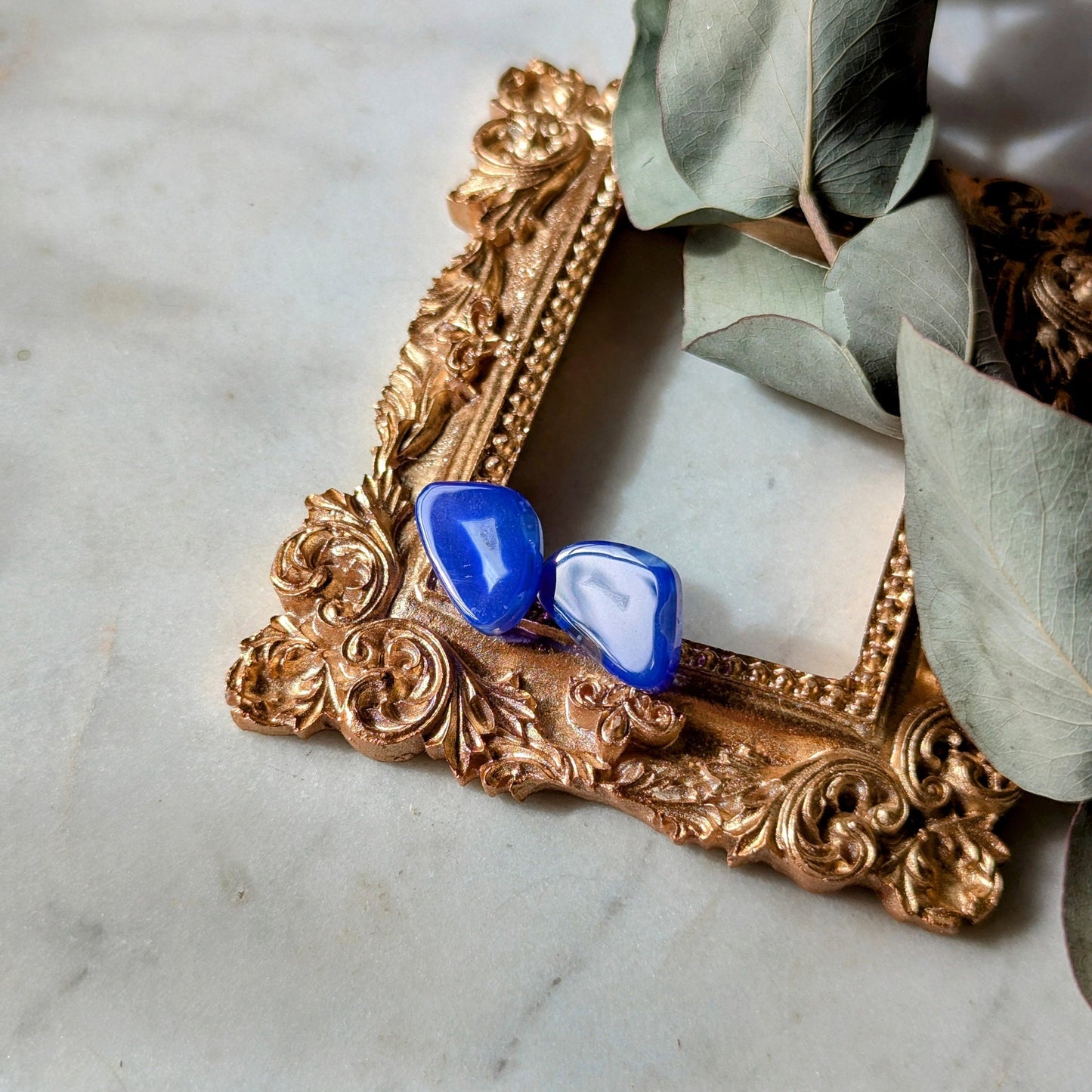 Boucles d'oreilles en agate bleue