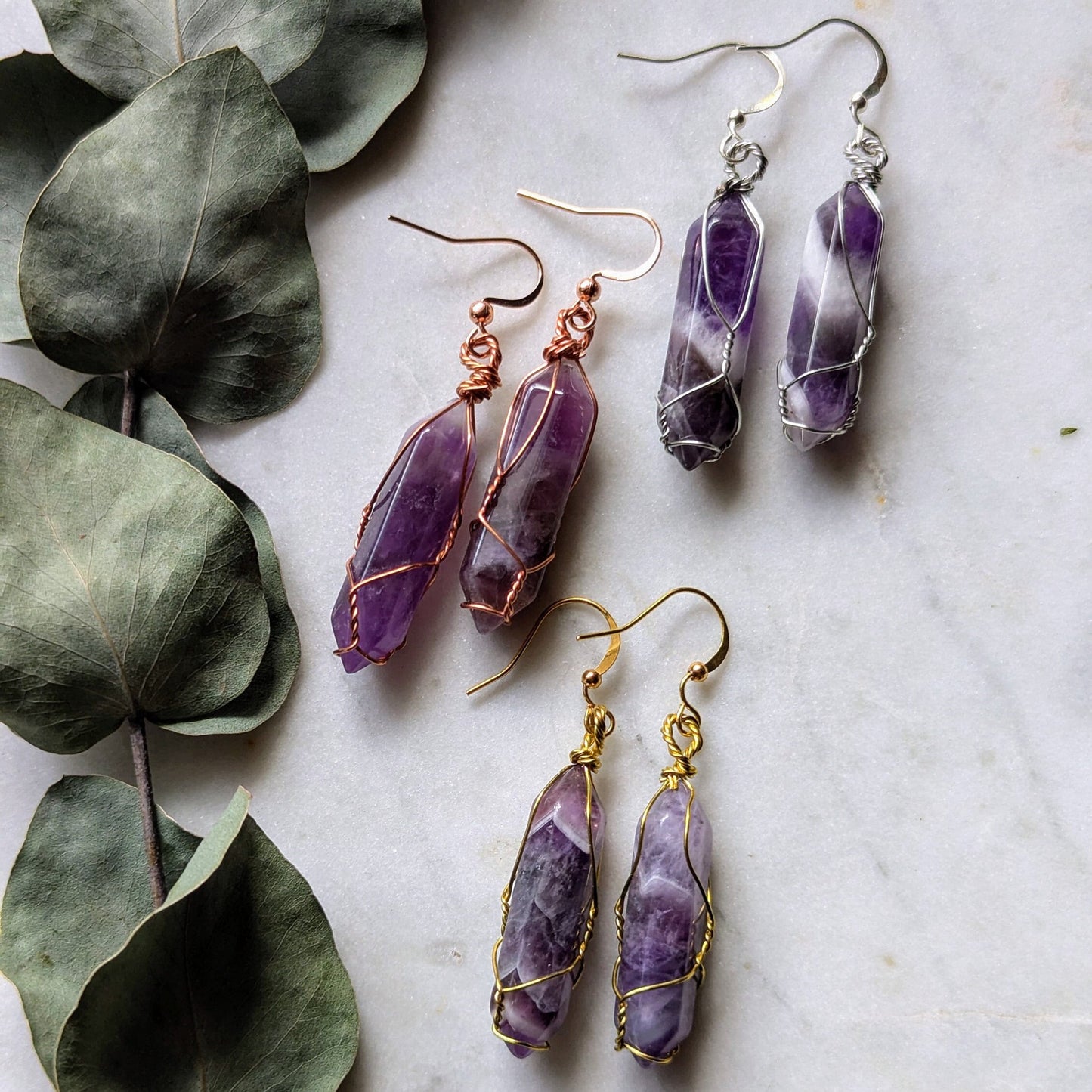 Boucles d'oreilles en améthyste