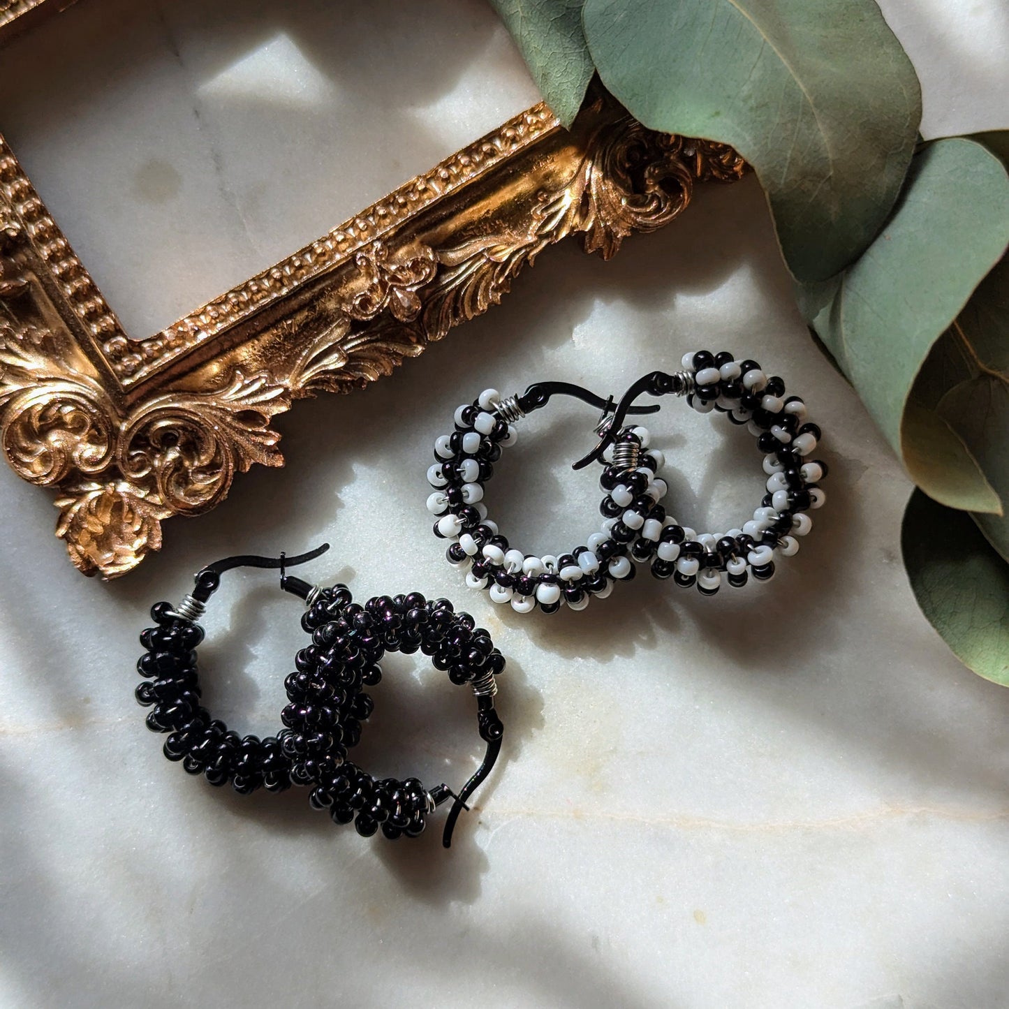 Boucles d'oreilles Rocailles "Échecs"