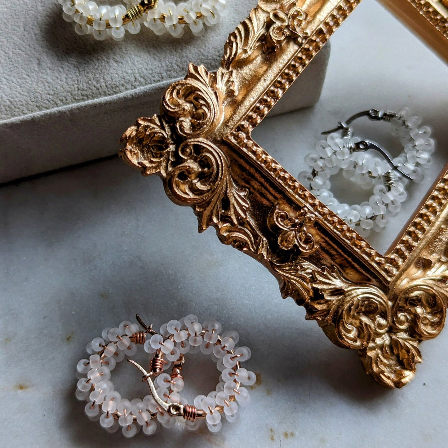 Boucles d'oreilles Rocailles "Sel"