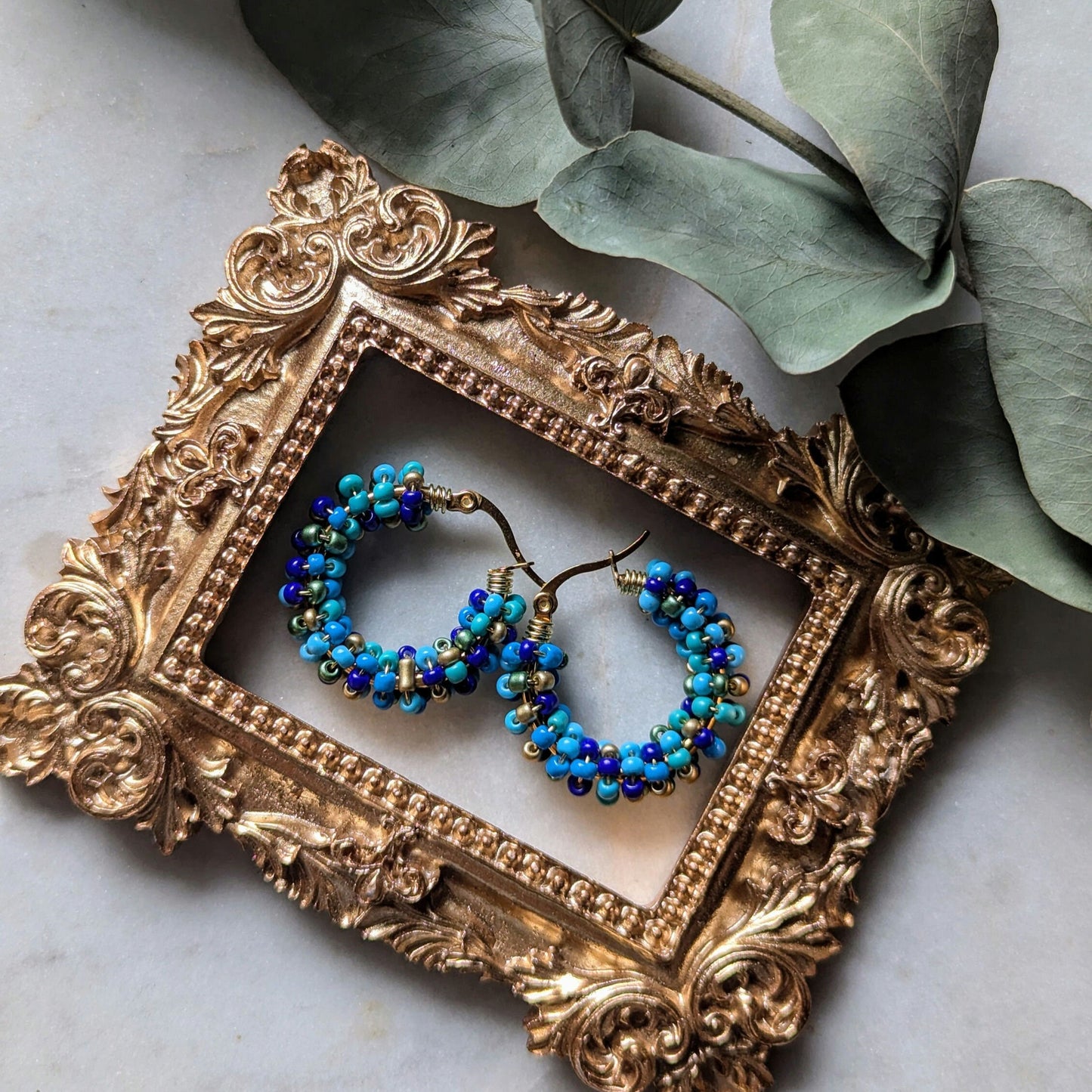 Boucles d'oreilles créoles rocaille "Shéhérazade"
