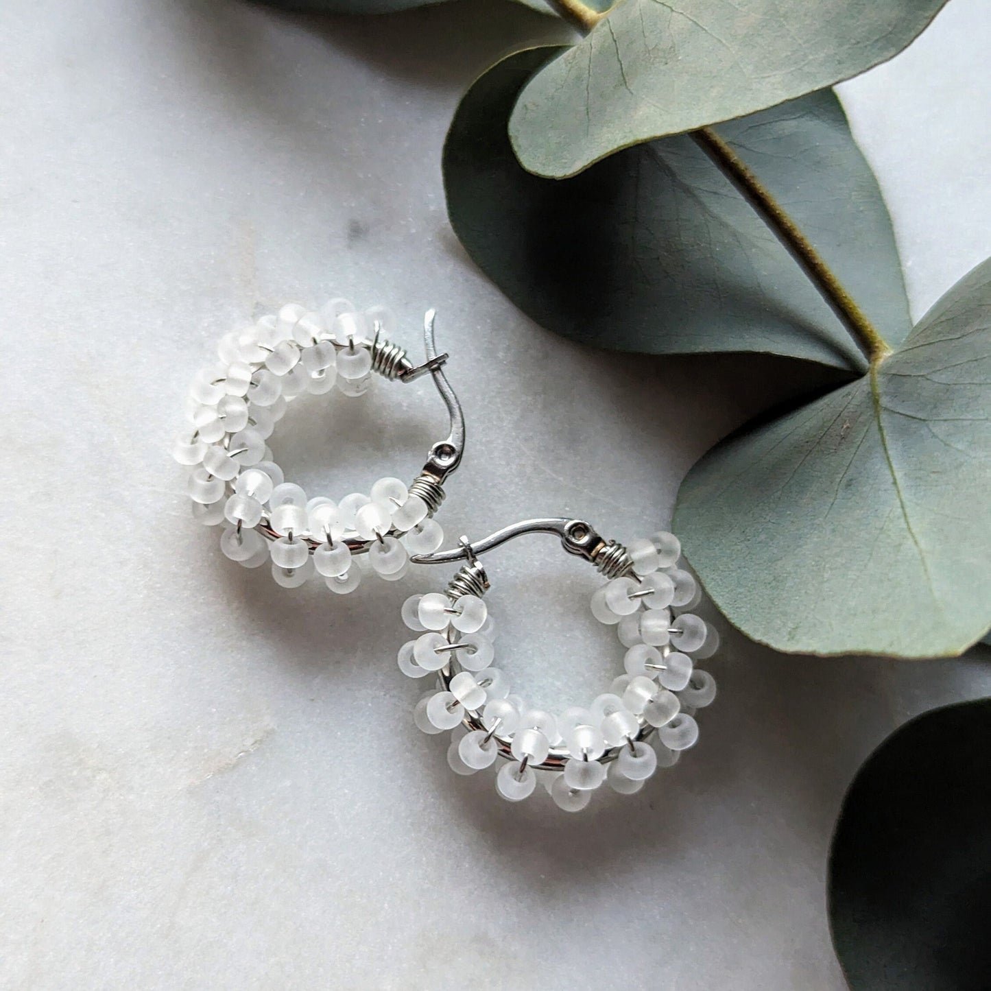 Boucles d'oreilles Rocailles "Sel"
