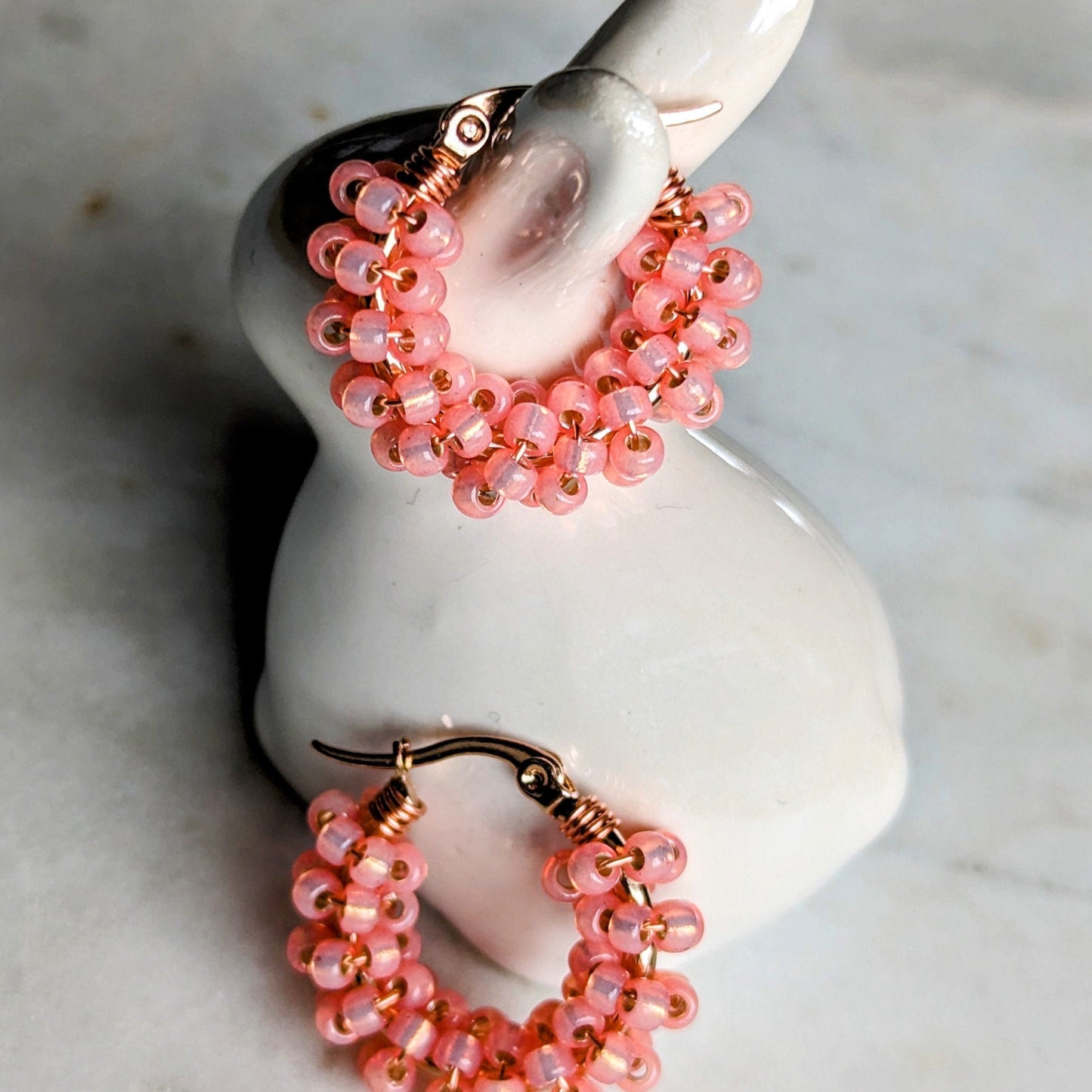 Color Wraps Creolen "Peach" – Roségold & Pfirsich Rocailles