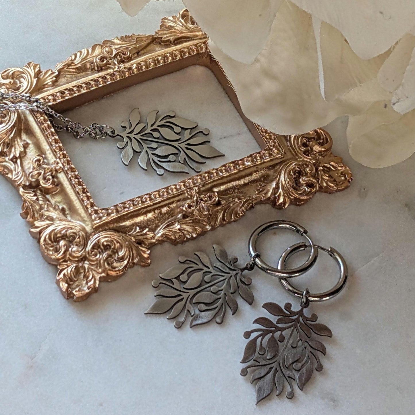 Parure de bijoux « Ornement Vintage » en acier inoxydable