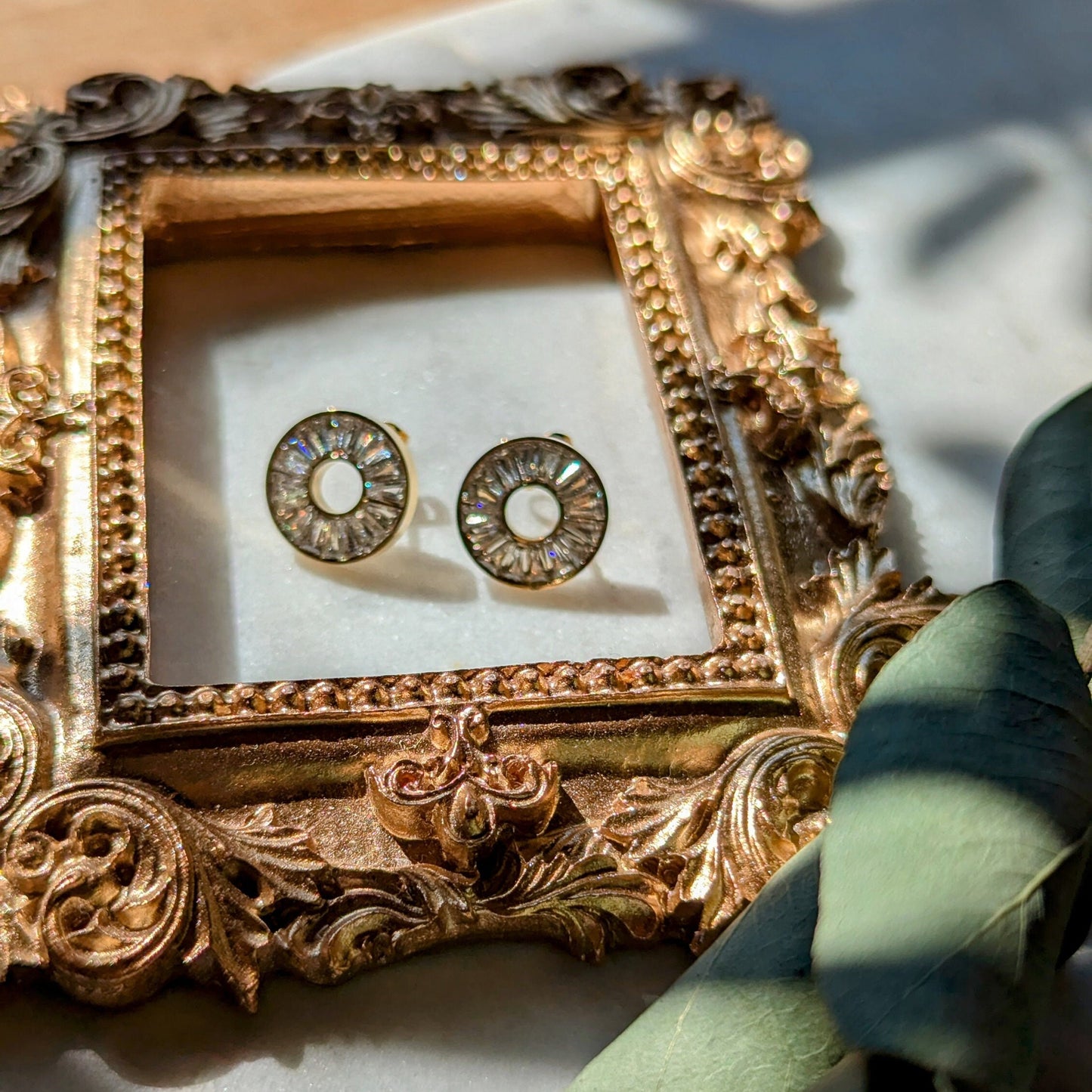 Boucles d'oreilles à tige en acier inoxydable et zircone