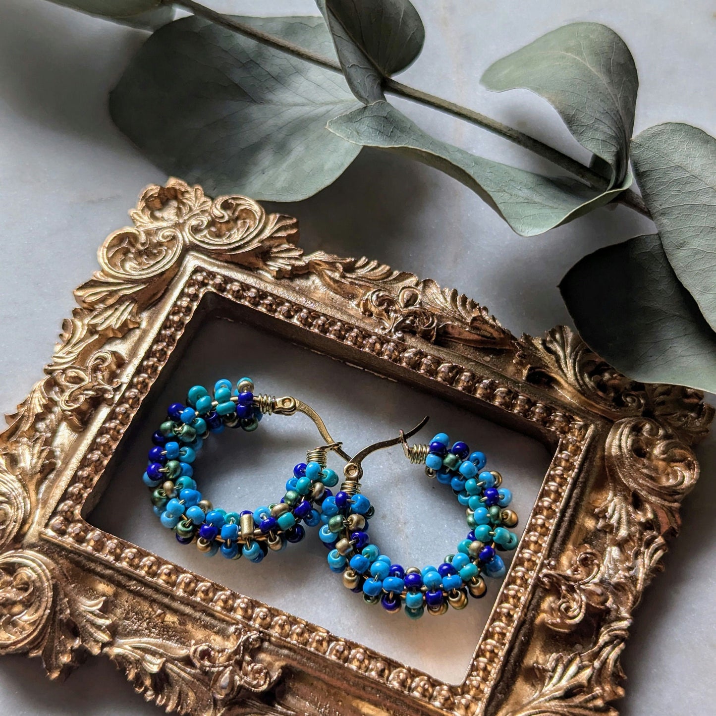 Boucles d'oreilles créoles rocaille "Shéhérazade"