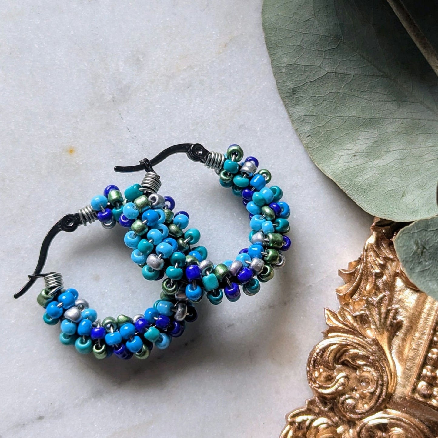 Boucles d'oreilles créoles rocaille "Shéhérazade"