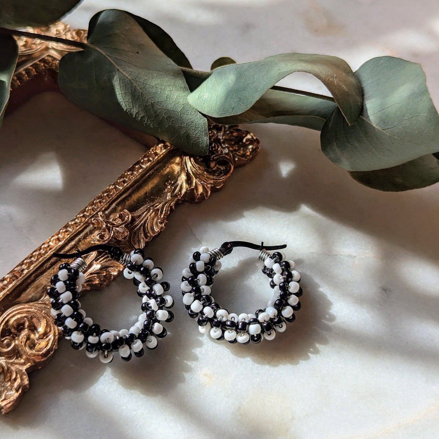 Boucles d'oreilles Rocailles "Échecs"
