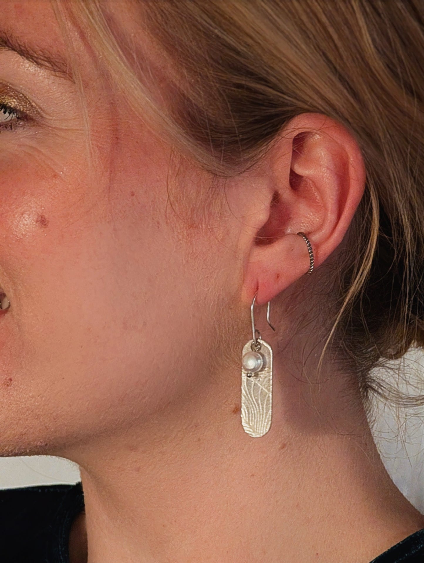 Boucles d'oreilles en argent fin 999 et perles d'eau douce