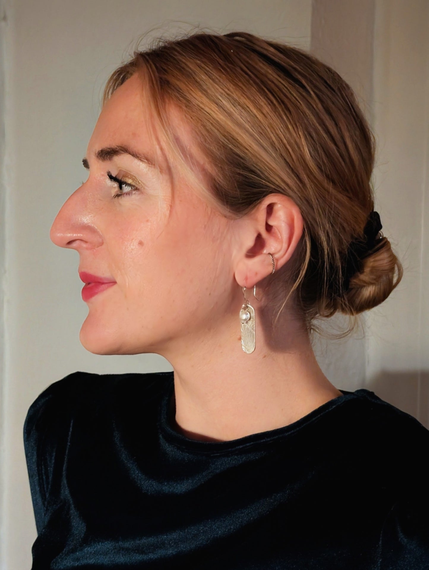 Boucles d'oreilles en argent fin 999 et perles d'eau douce