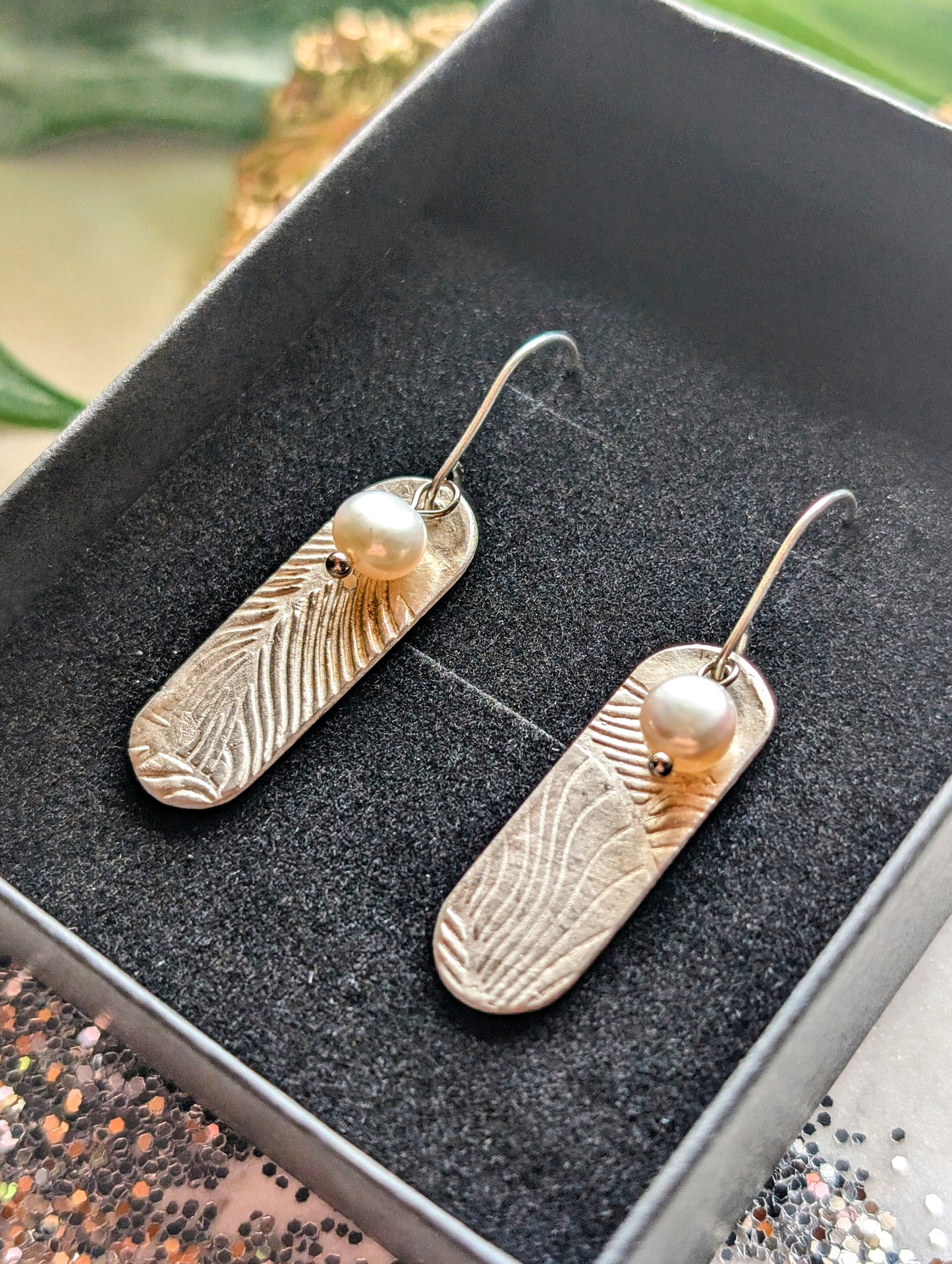 Boucles d'oreilles en argent fin 999 et perles d'eau douce