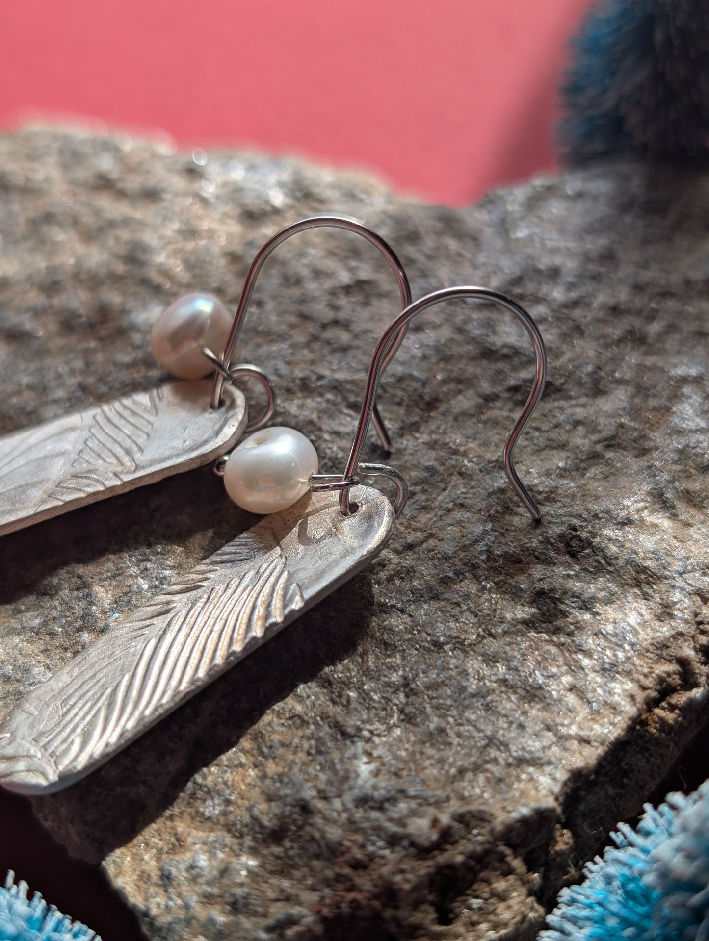 Boucles d'oreilles en argent fin 999 et perles d'eau douce