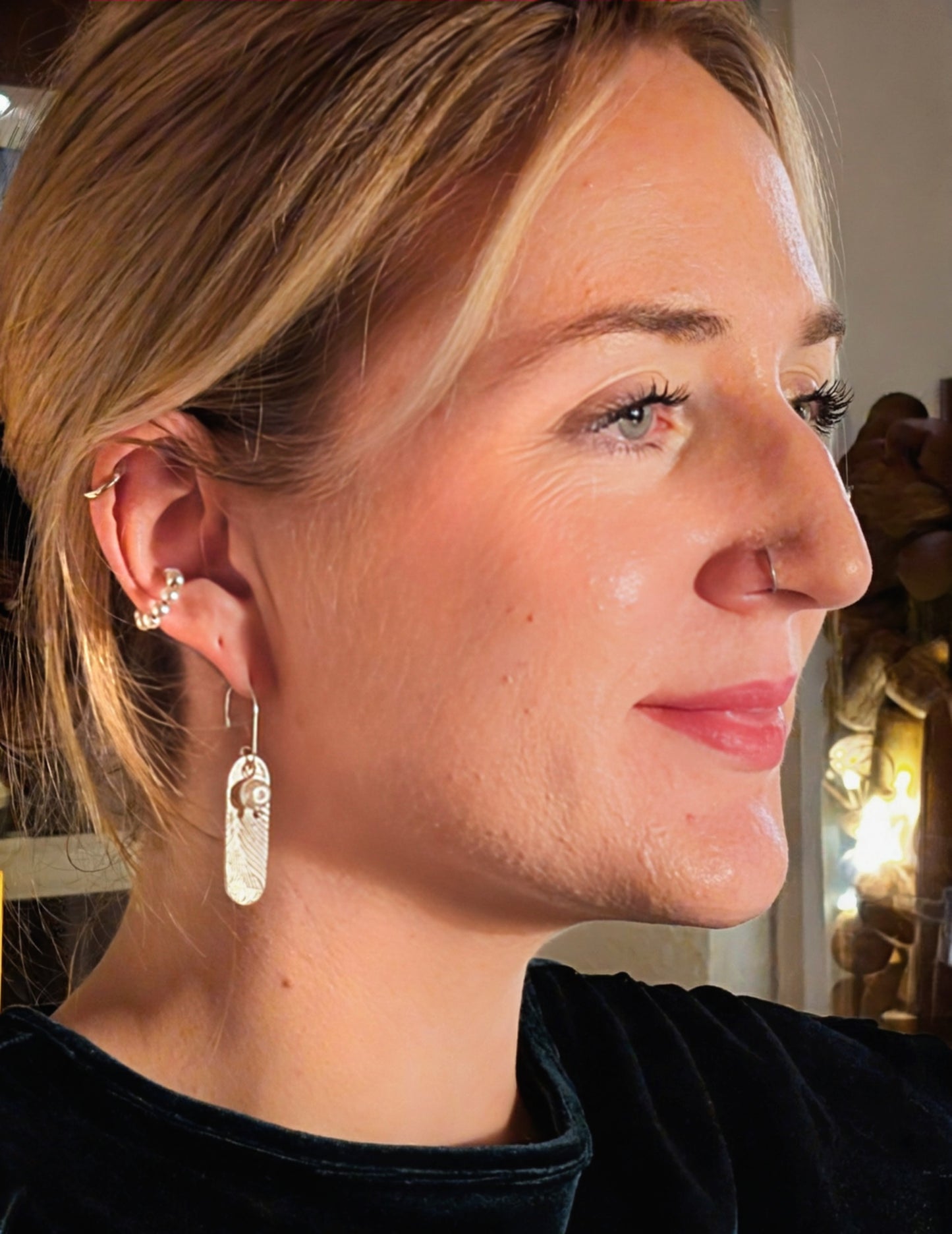 Boucles d'oreilles en argent fin 999 et perles d'eau douce