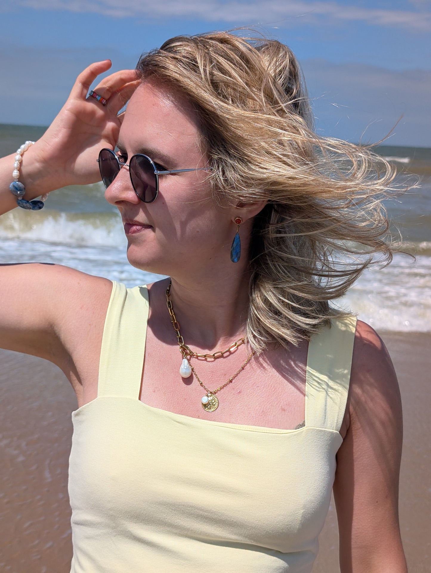 Boucles d'oreilles avec cornaline et labradorite