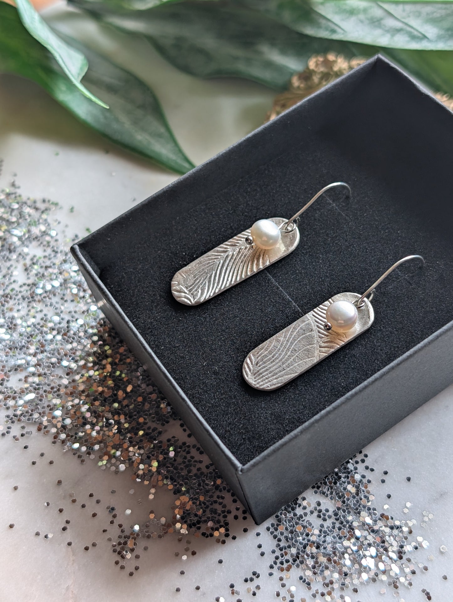Boucles d'oreilles en argent fin 999 et perles d'eau douce