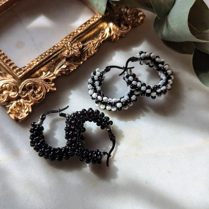 Boucles d'oreilles Rocailles "Échecs"