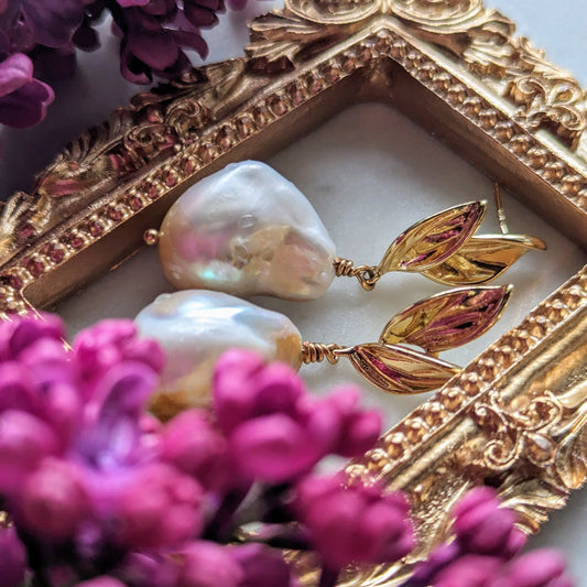 Boucles d'oreilles en perles baroques Flameball