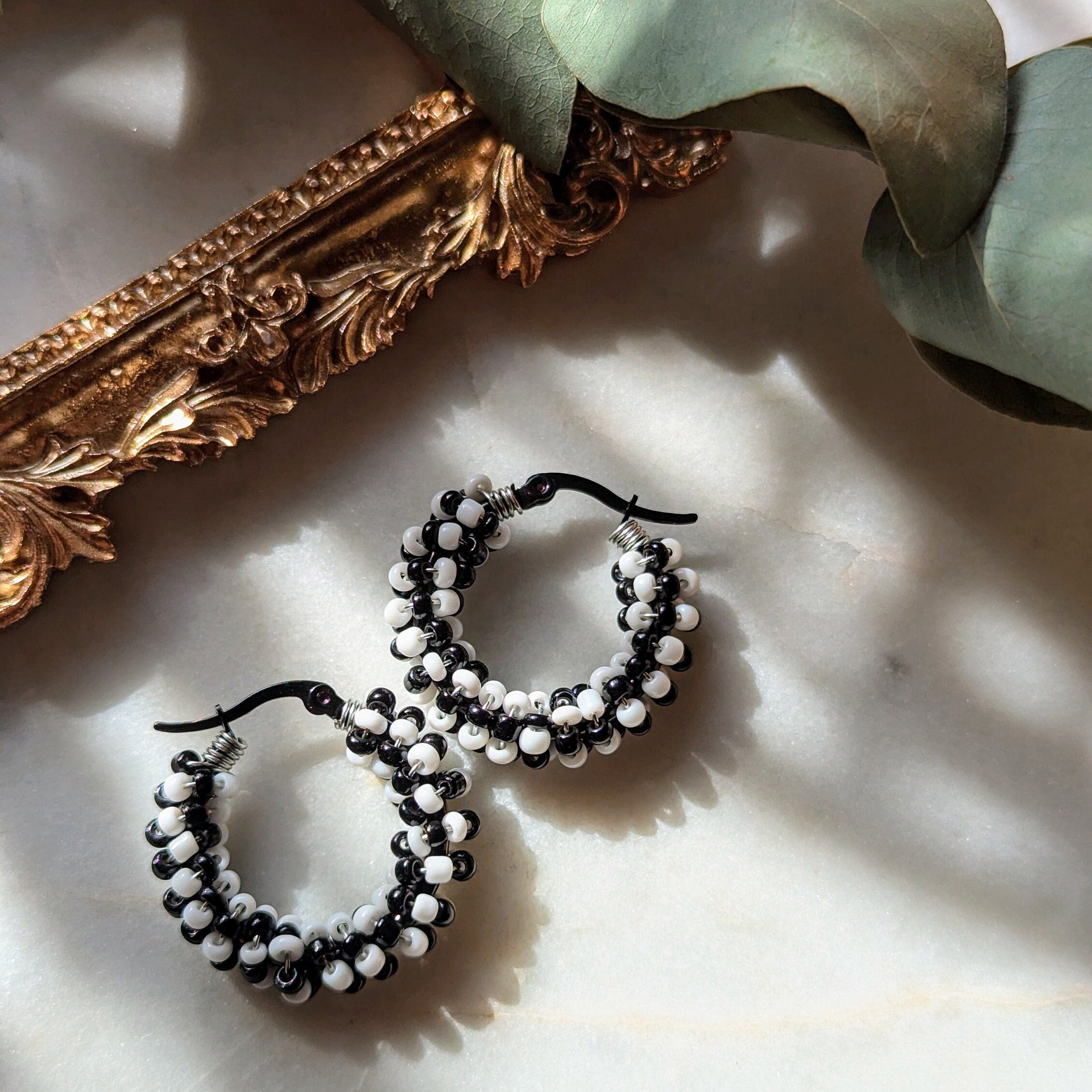 Boucles d'oreilles Rocailles "Échecs"