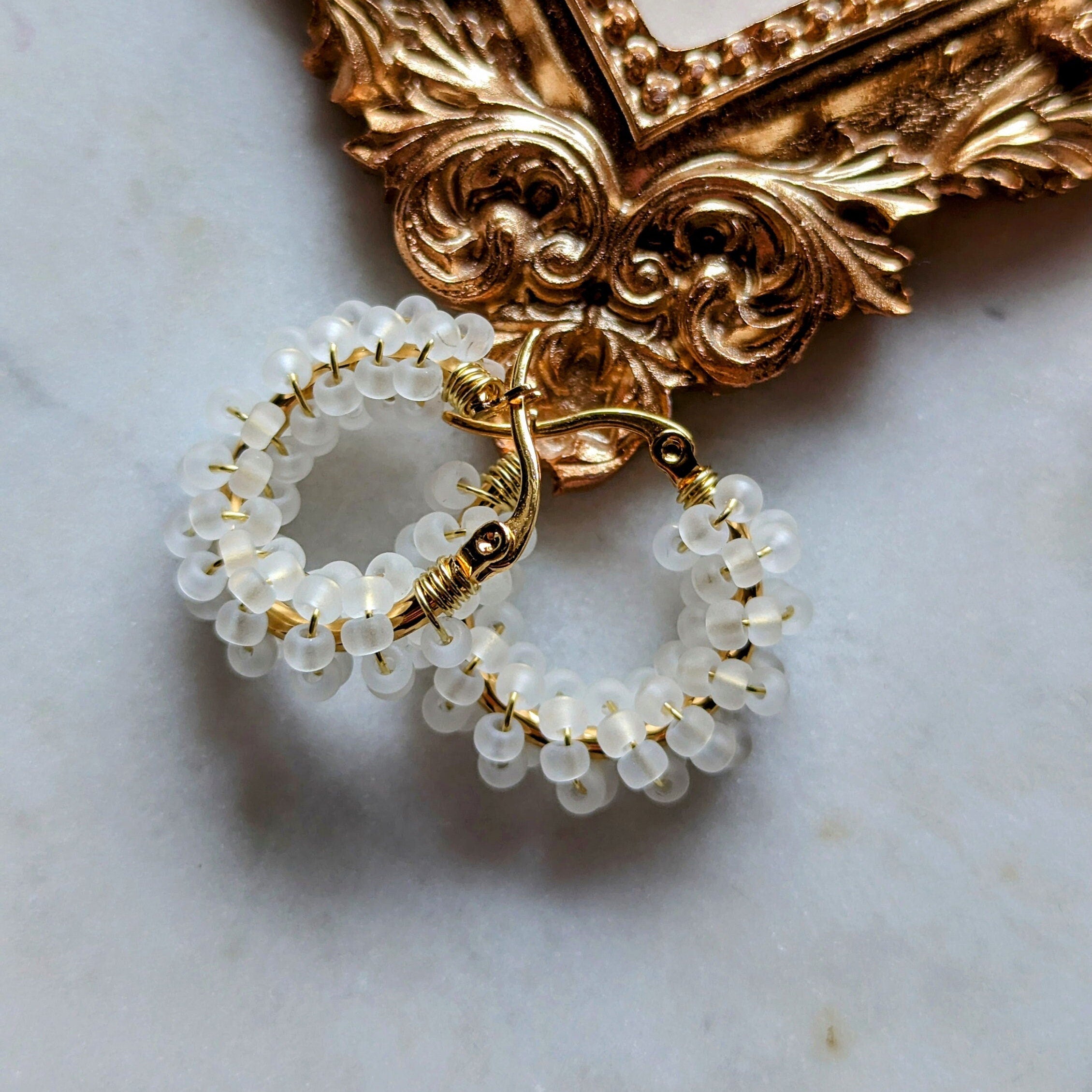 Boucles d'oreilles Rocailles "Sel"