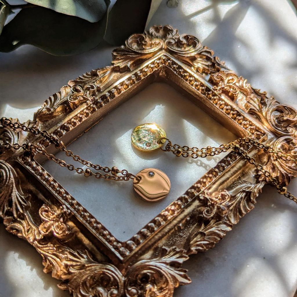 Satellitenkette mit Anhänger aus Edelstahl und Zirkonia