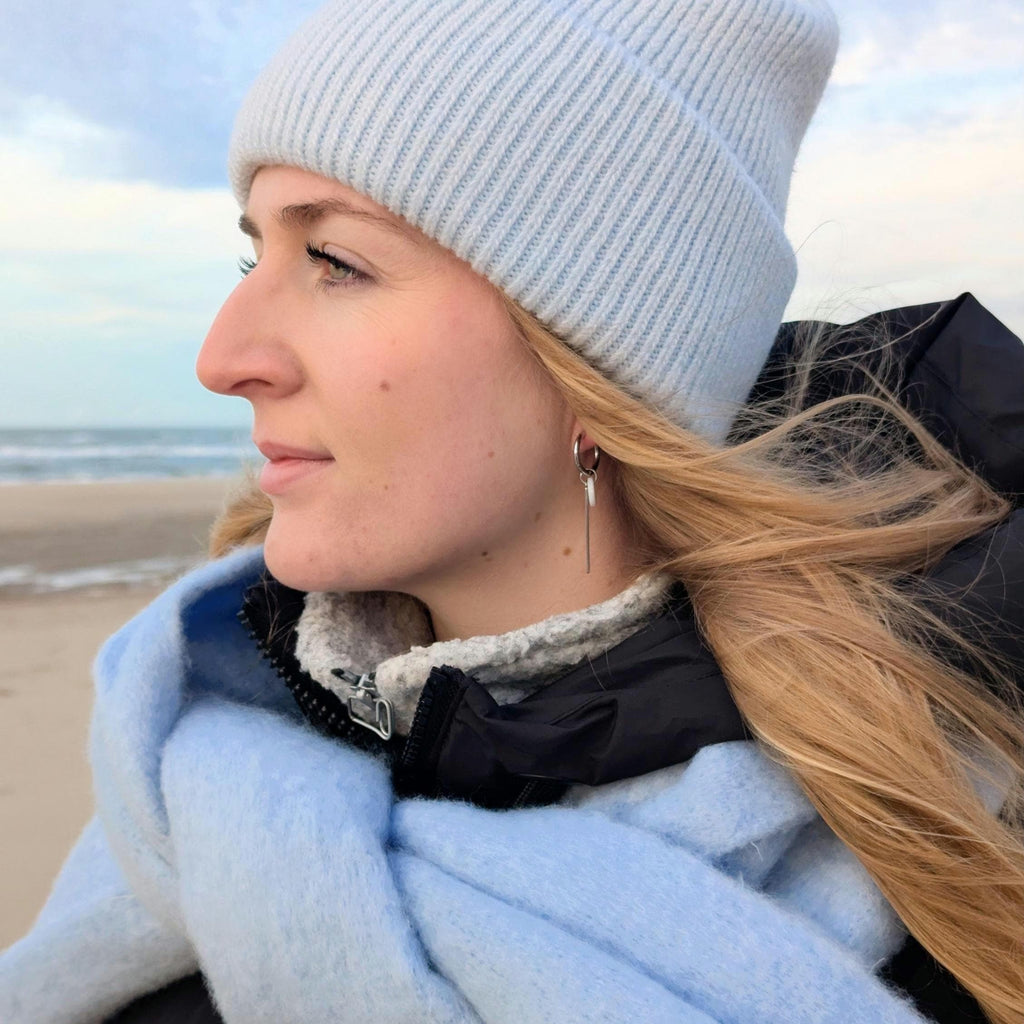 Creolen "Geometrie" - Edelstahl Creolen mit Anhängern aus Edelstahl und Perlmutt