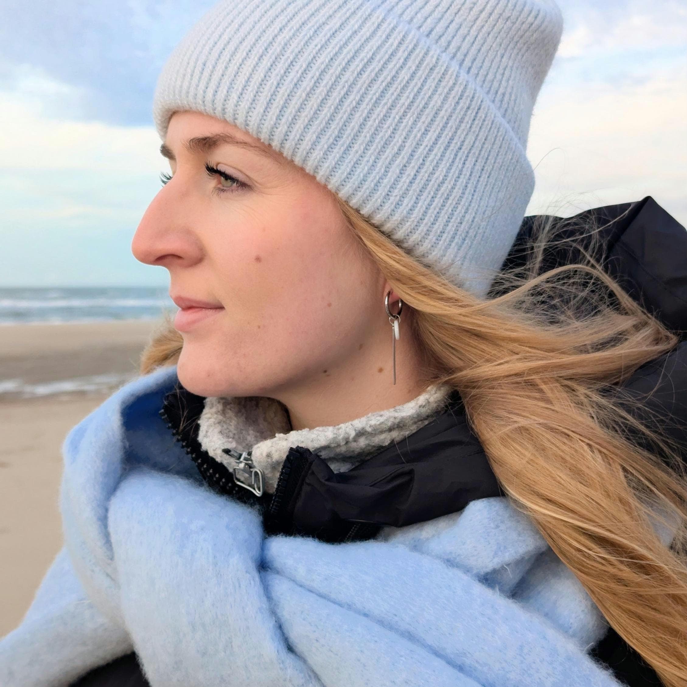 Creolen "Geometrie" - Edelstahl Creolen mit Anhängern aus Edelstahl und Perlmutt