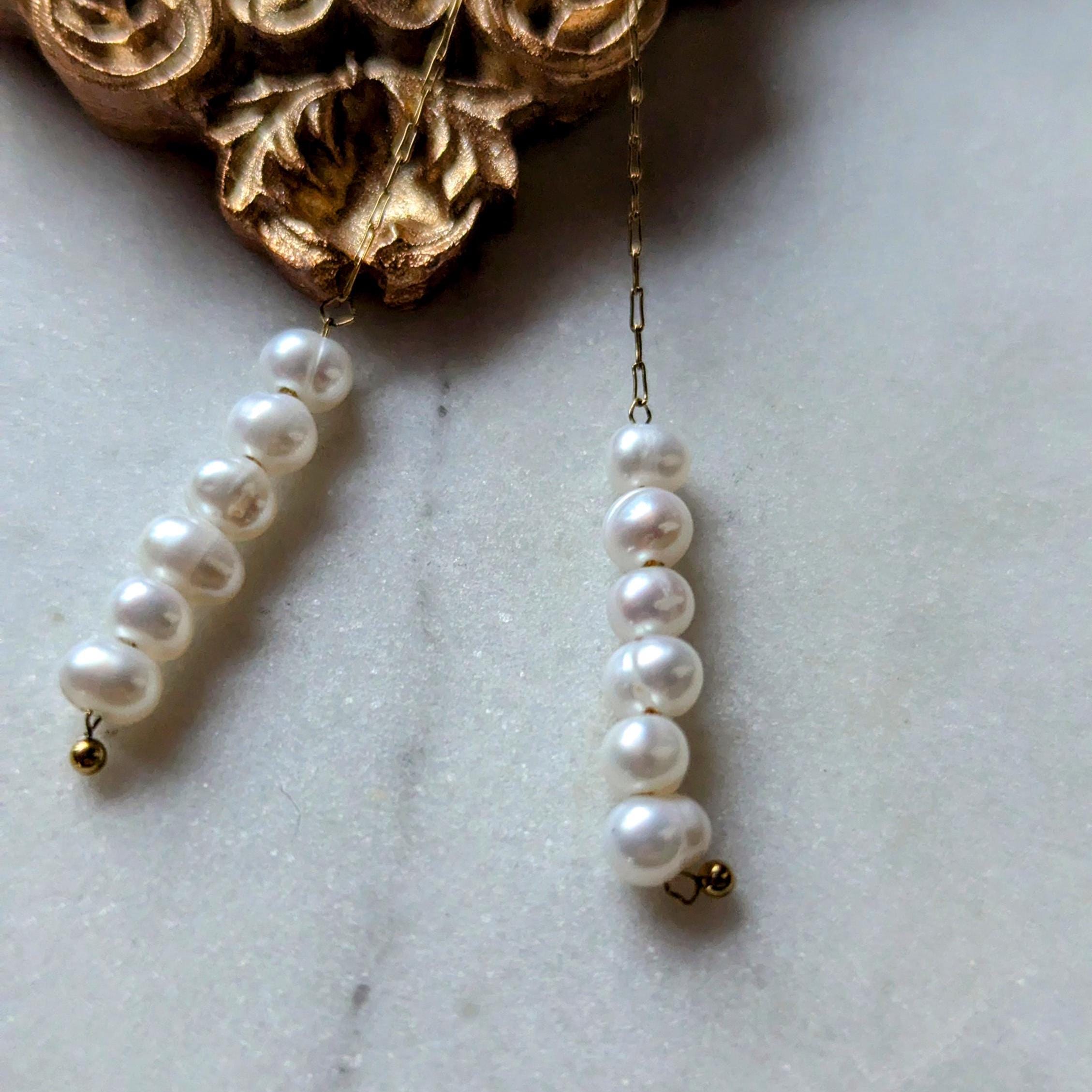 Ohrstecker "Sweetpea" mit Süßwasserperlen und Kette aus Edelstahl