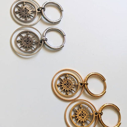 Boucles d'oreilles créoles boussole « Wanderlust »