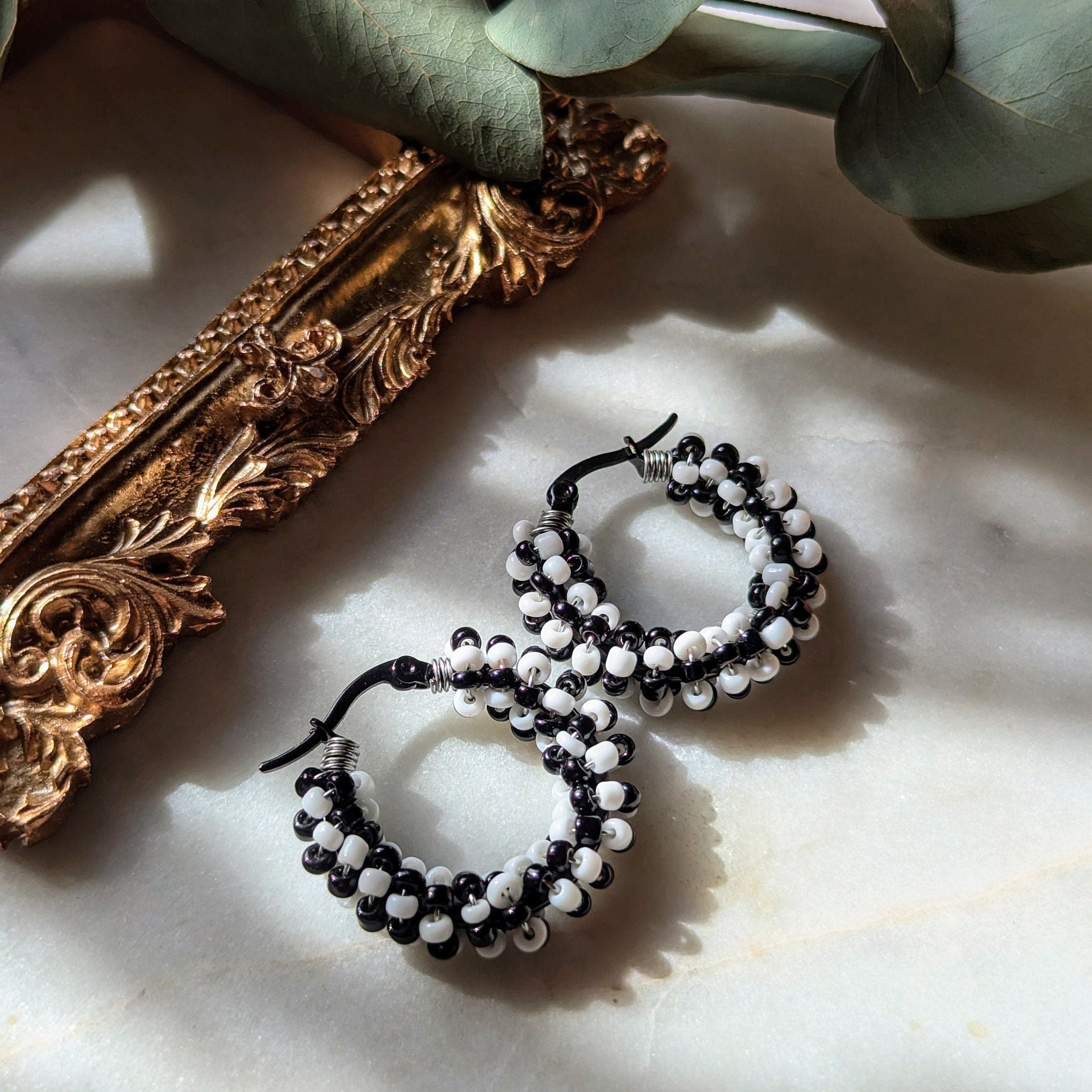 Boucles d'oreilles Rocailles "Échecs"