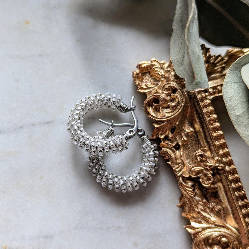 Boucles d'oreilles créoles Rocaille « Frosted Glitter »