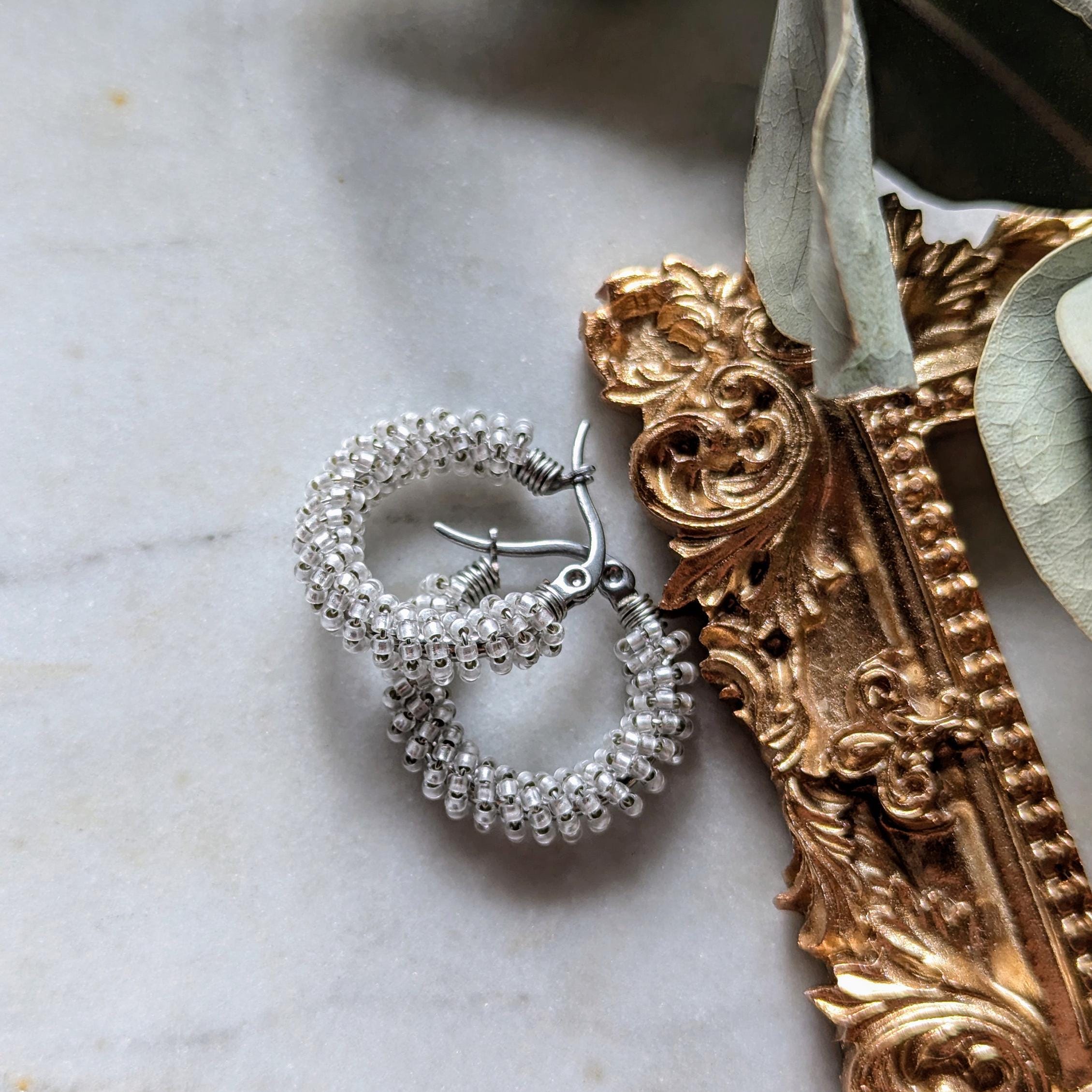 Boucles d'oreilles créoles Rocaille « Frosted Glitter »