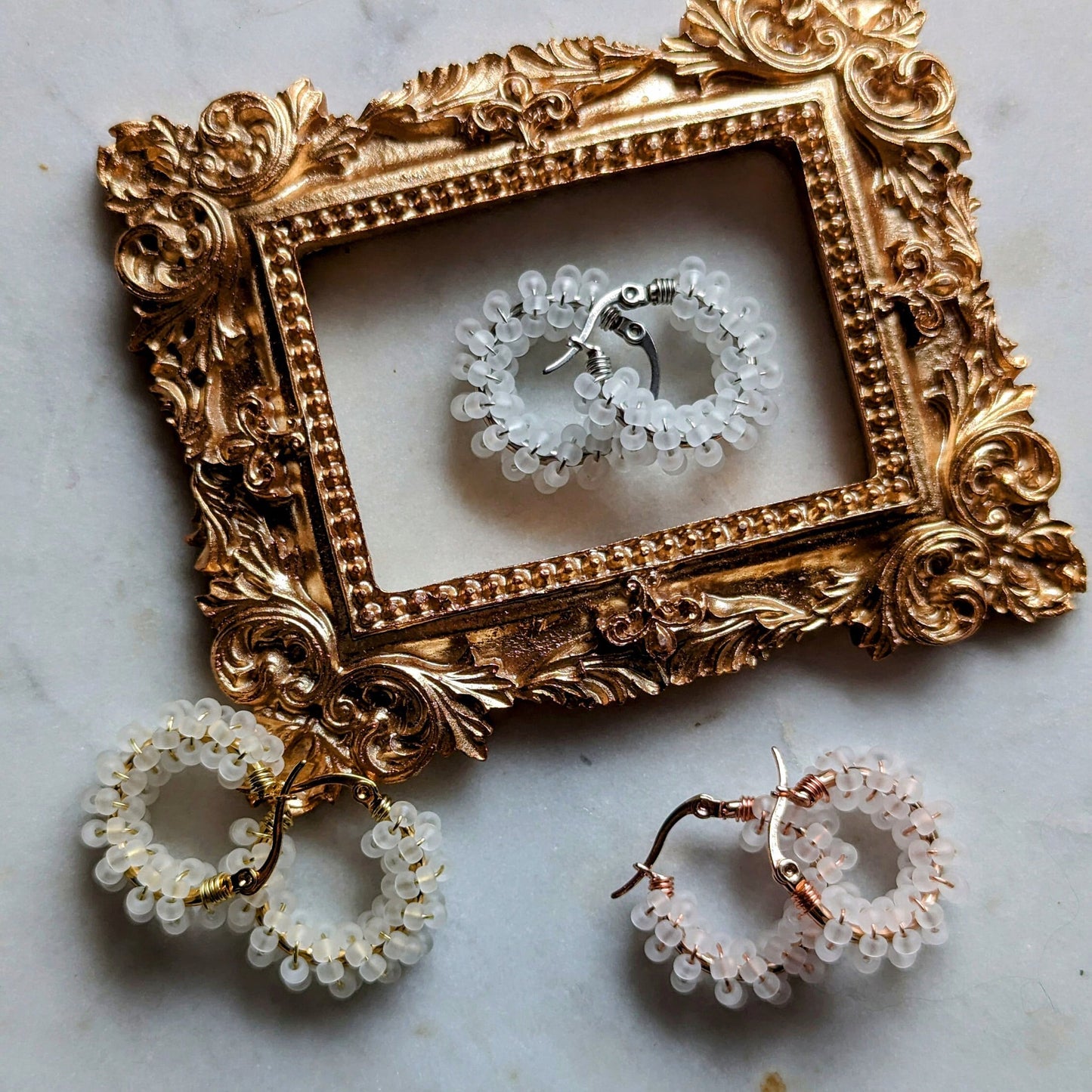 Boucles d'oreilles Rocailles "Sel"