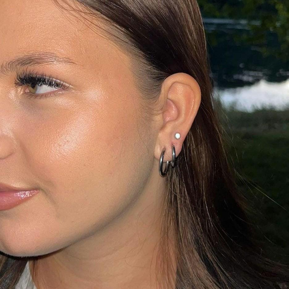 Boucles d'oreilles créoles en acier inoxydable étanches en deux tailles