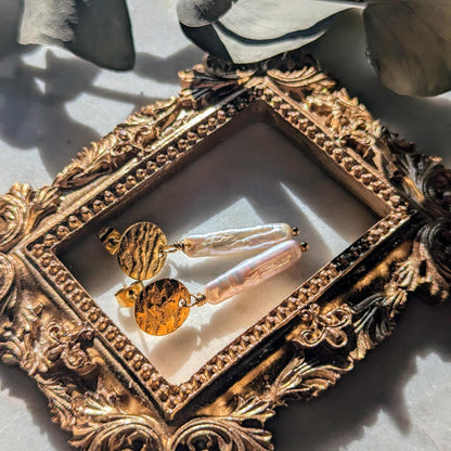 Baroque bar pearl earrings