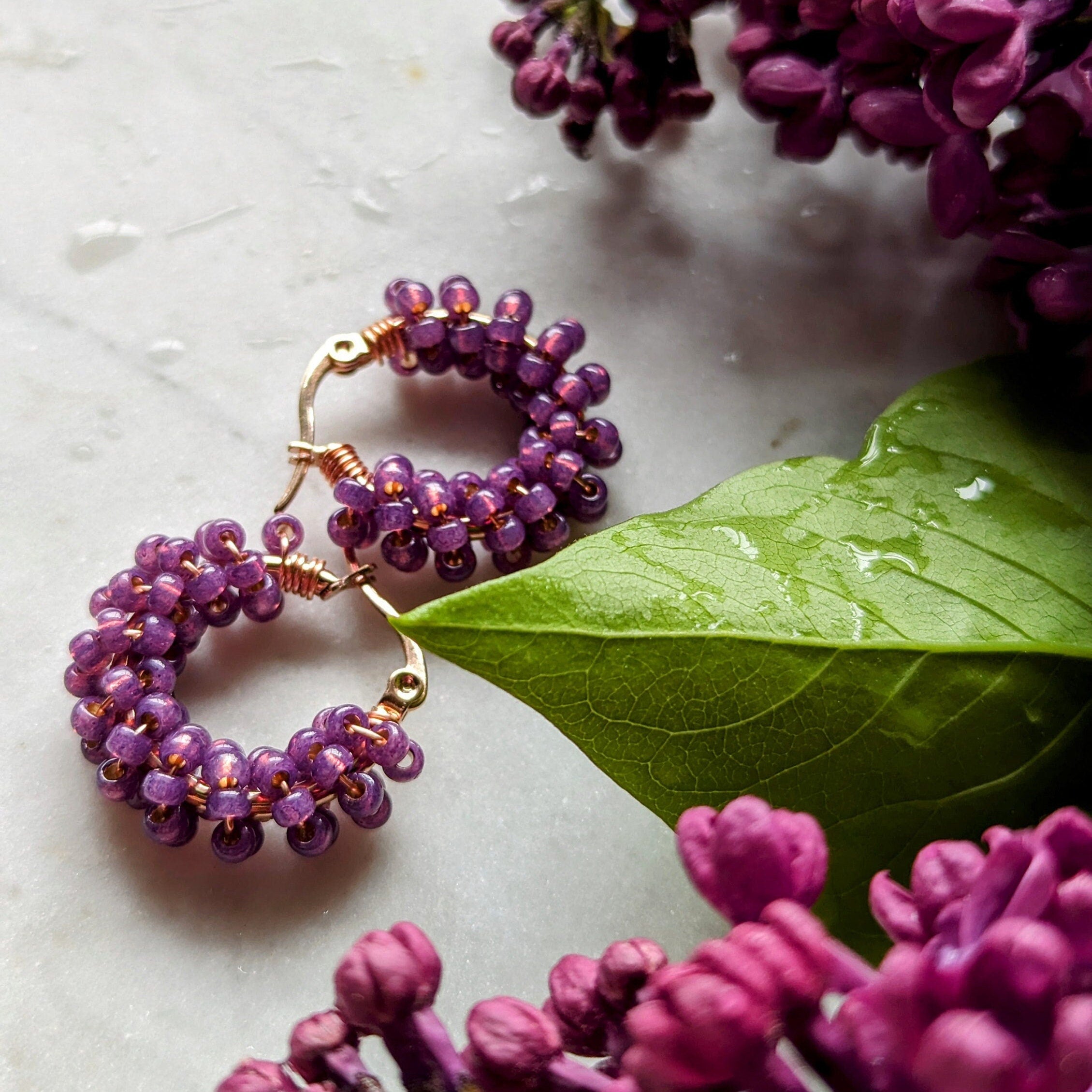 Boucles d'oreilles Rocailles "Lilas"