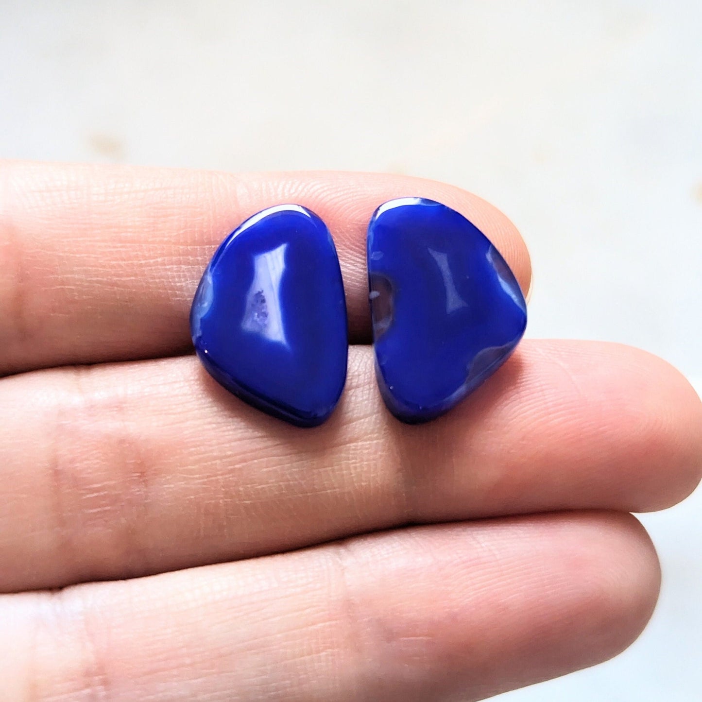 Boucles d'oreilles en agate bleue